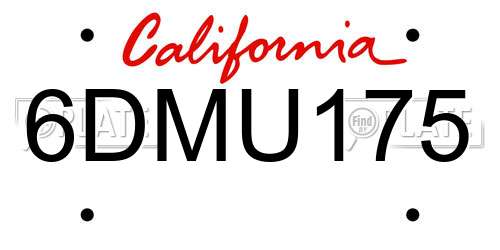 6DMU175 California License Plate