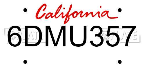 6DMU357 California License Plate