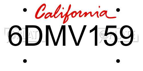 6DMV159 California License Plate