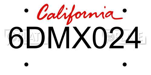 6DMX024 California License Plate