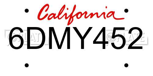 6DMY452 California License Plate