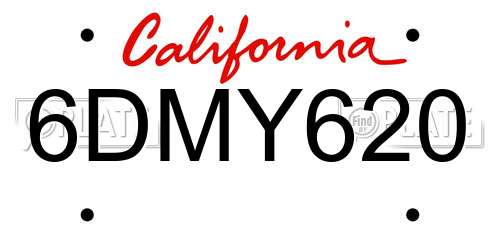 6DMY620 California License Plate