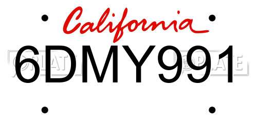 6DMY991 California License Plate