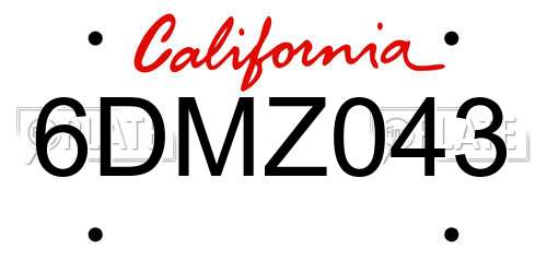 6DMZ043 California License Plate