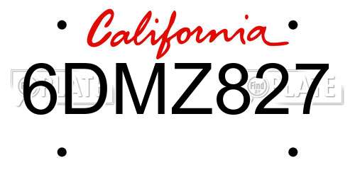 6DMZ827 California License Plate