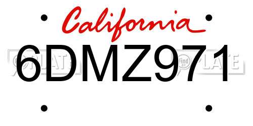 6DMZ971 California License Plate