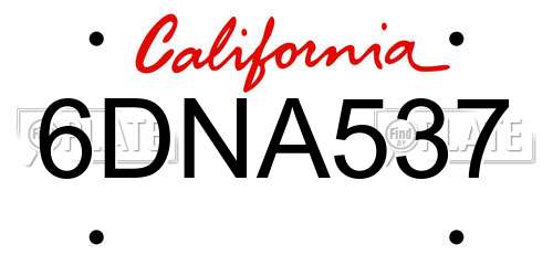 6DNA537 California License Plate
