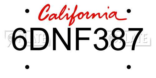 6DNF387 California License Plate