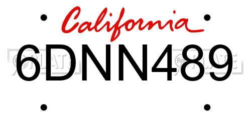6DNN489 California License Plate
