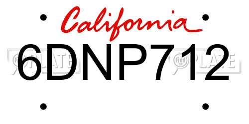 6DNP712 California License Plate