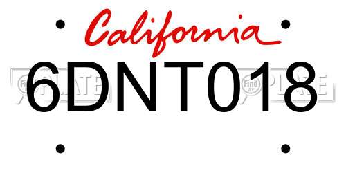 6DNT018 California License Plate