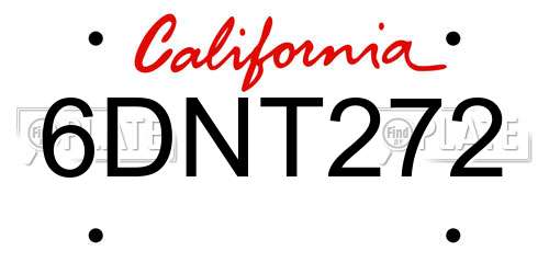 6DNT272 California License Plate