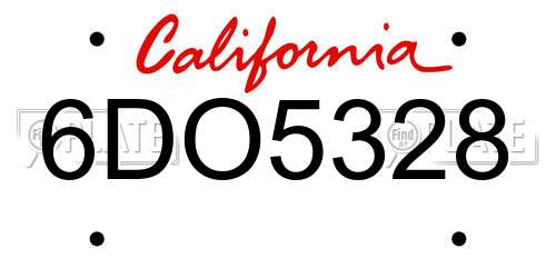 6DO5328 California License Plate