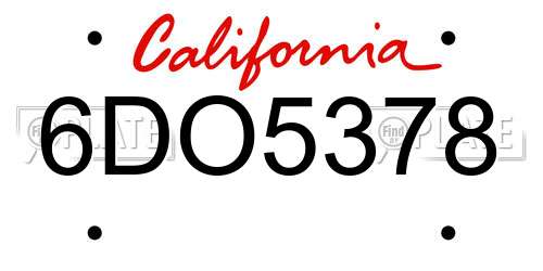 6DO5378 California License Plate