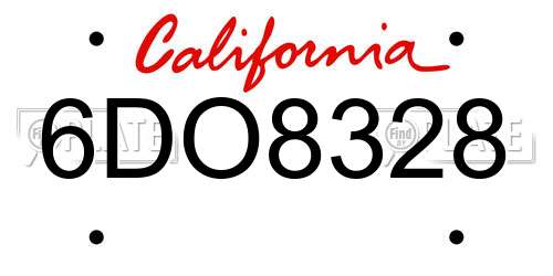 6DO8328 California License Plate
