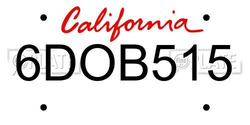 6DOB515 California License Plate