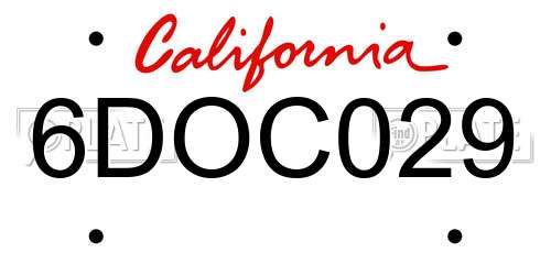 6DOC029 California License Plate