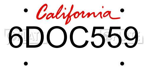 6DOC559 California License Plate