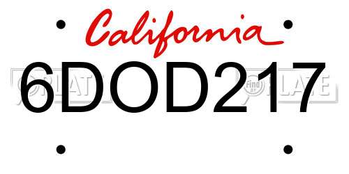 6DOD217 California License Plate
