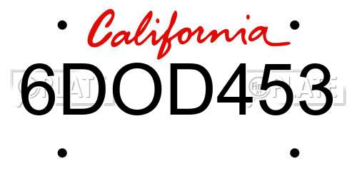 6DOD453 California License Plate