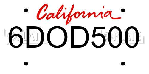 6DOD500 California License Plate
