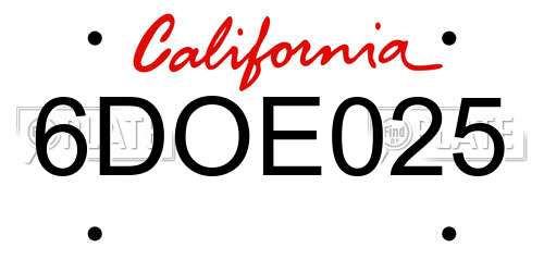 6DOE025 California License Plate