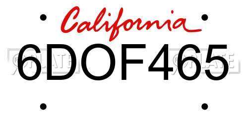 6DOF465 California License Plate