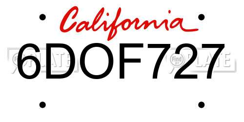 6DOF727 California License Plate