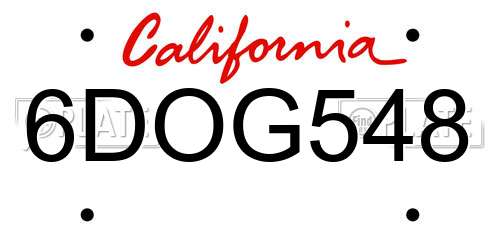 6DOG548 California License Plate