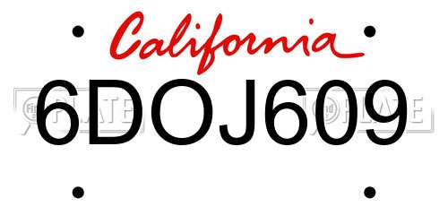 6DOJ609 California License Plate