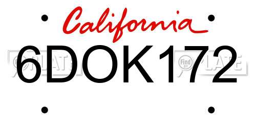 6DOK172 California License Plate