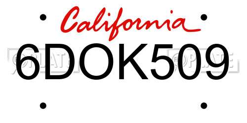 6DOK509 California License Plate