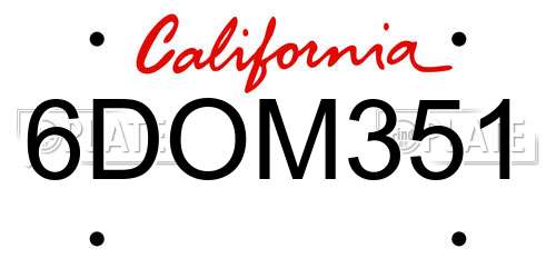 6DOM351 California License Plate