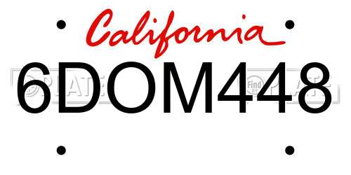 6DOM448 California License Plate