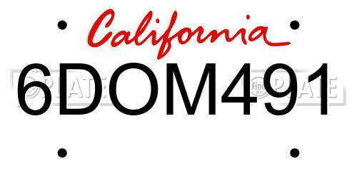 6DOM491 California License Plate
