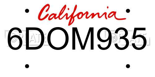 6DOM935 California License Plate