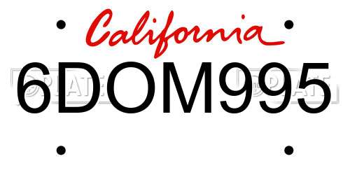 6DOM995 California License Plate