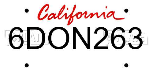 6DON263 California License Plate