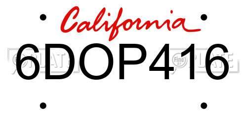 6DOP416 California License Plate