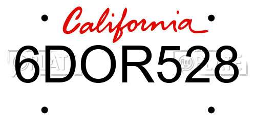 6DOR528 California License Plate