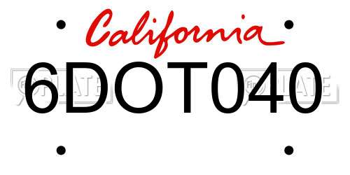 6DOT040 California License Plate