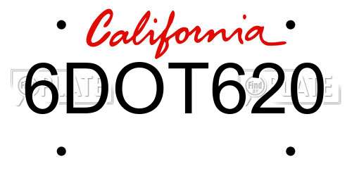 6DOT620 California License Plate