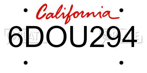 6DOU294 California License Plate