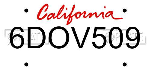 6DOV509 California License Plate