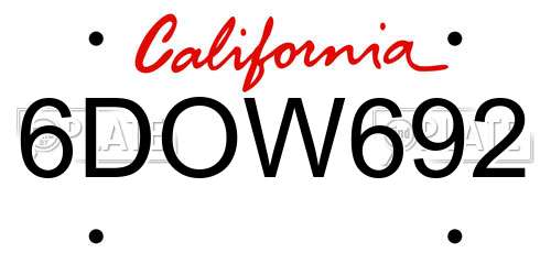 6DOW692 California License Plate