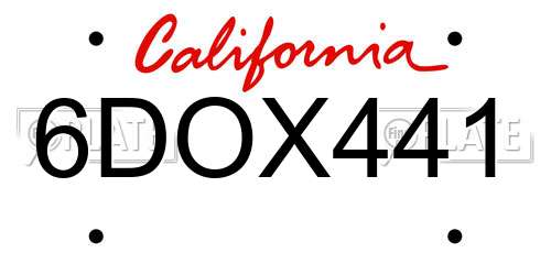 6DOX441 California License Plate