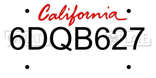 6DQB627 California License Plate