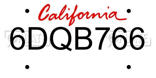 6DQB766 California License Plate