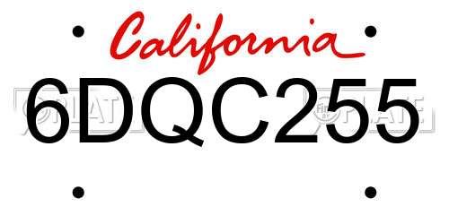 6DQC255 California License Plate