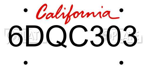 6DQC303 California License Plate
